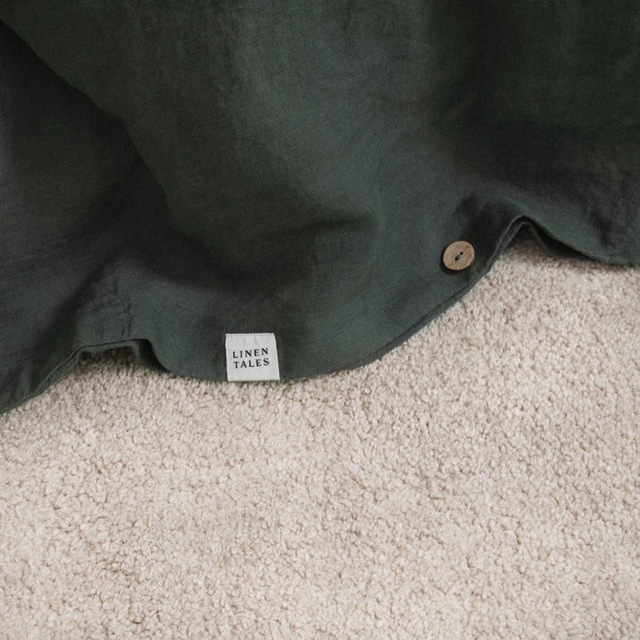 Forest Green Linen Duvet Cover Set, 200x200 cm, Linen Tales