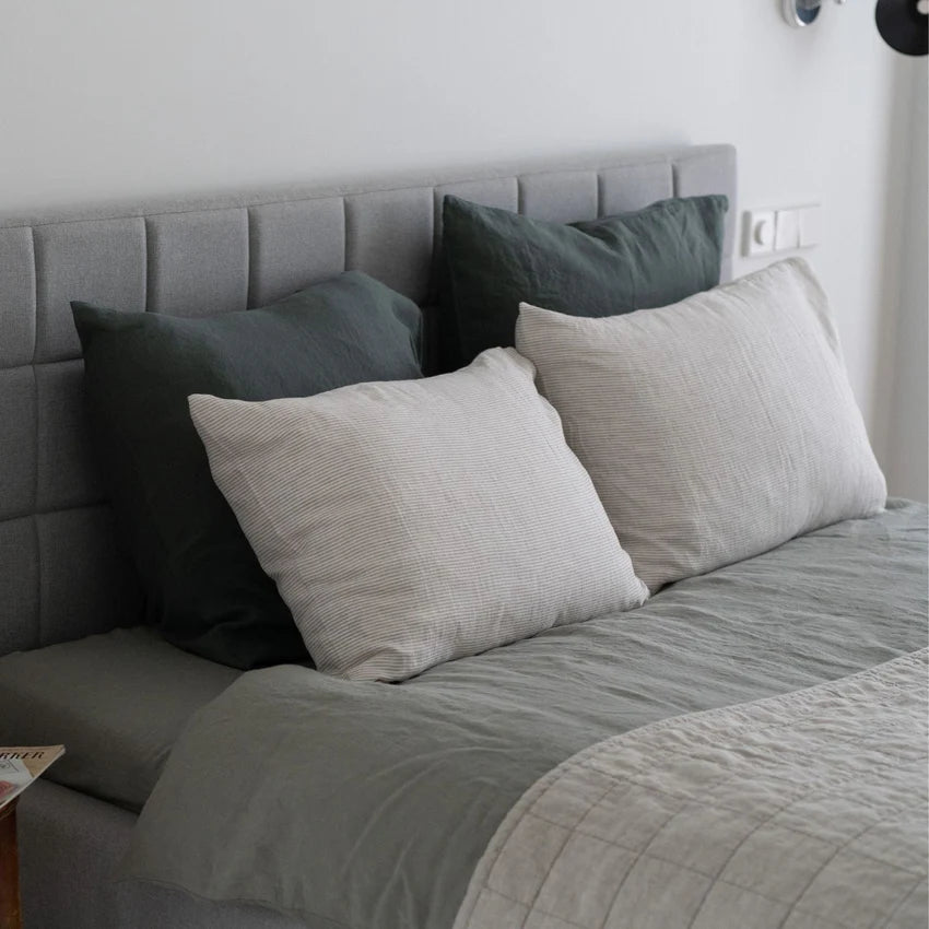 Forest Green Linen Pillowcase, 80x80 cm, Linen Tales