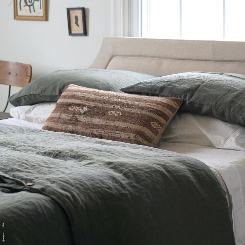 Forest Green Linen Pillowcase, 80x80 cm, Linen Tales