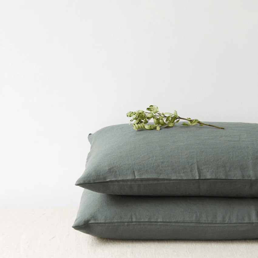 Forest Green Linen Pillowcase, 80x80 cm, Linen Tales