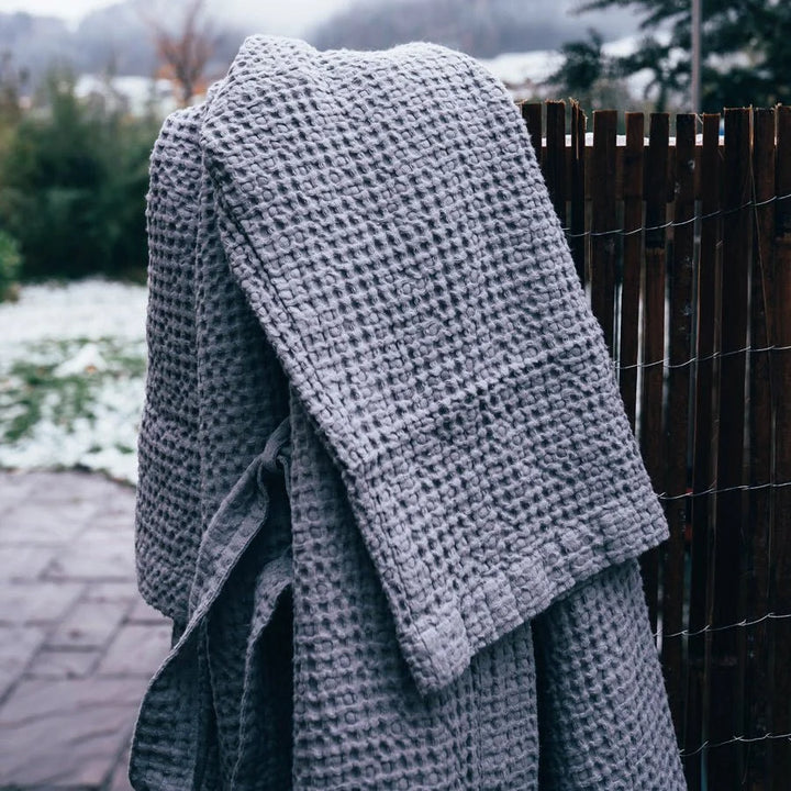 Župan Light Grey, Velikost S/M, s příměsí lnu, světle šedé