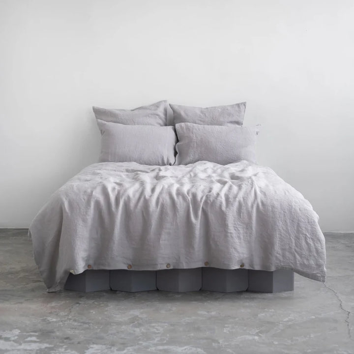 Light Grey Linen Duvet Cover Set, 140x200 cm, Linen Tales