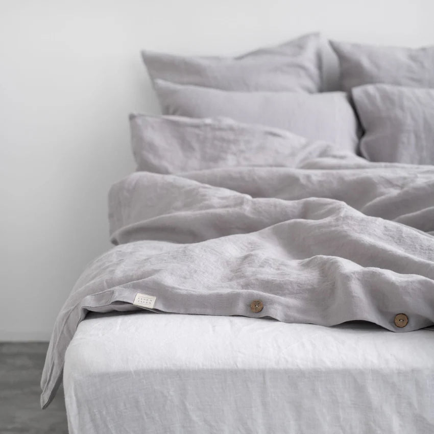Light Grey Linen Duvet Cover Set, 135x200 cm, Linen Tales