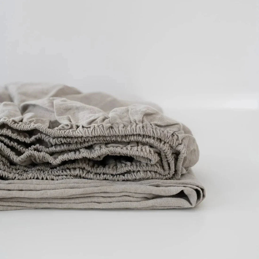 Natural Linen Fitted Sheet, 90x200 cm, Linen Tales