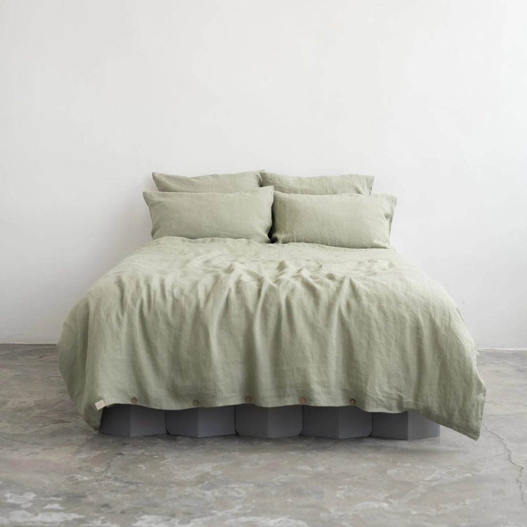 Sage Linen Duvet Cover Set, 200x200 cm, Linen Tales
