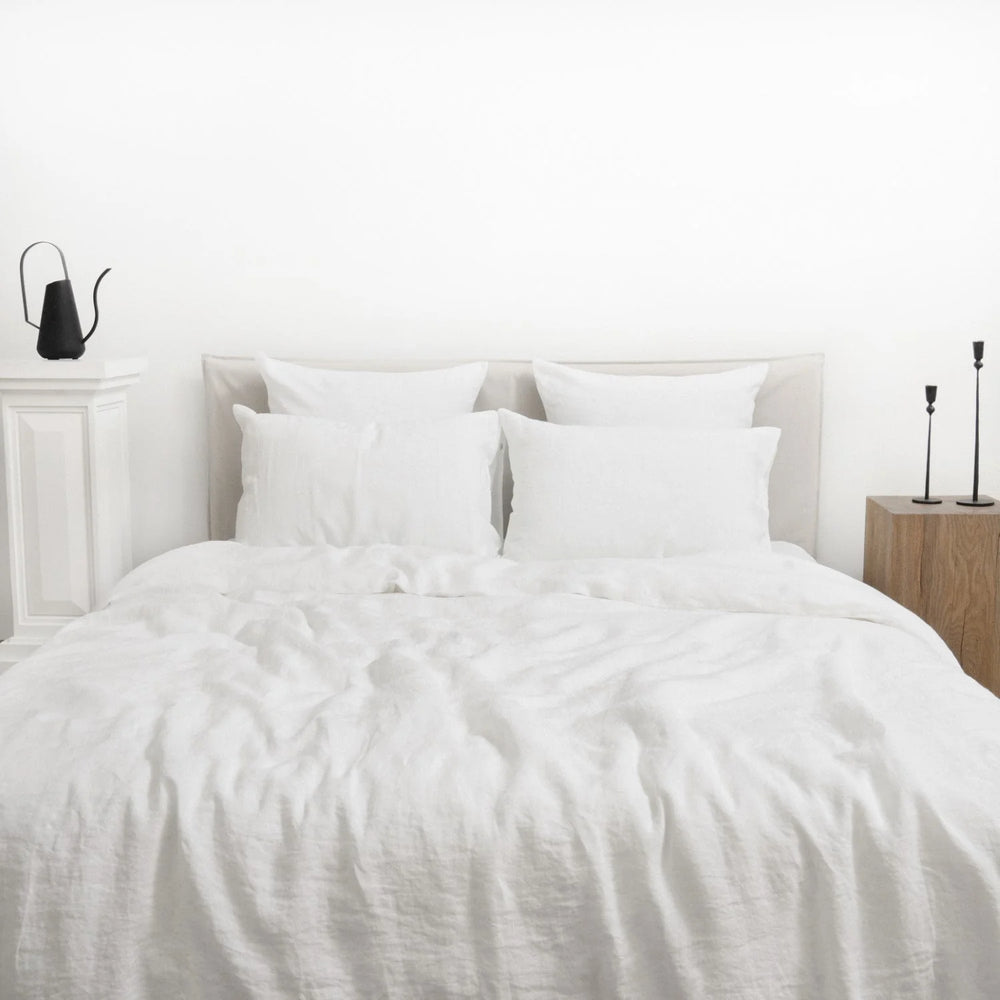 White Linen Duvet Cover Set, 140x200 cm, Linen Tales